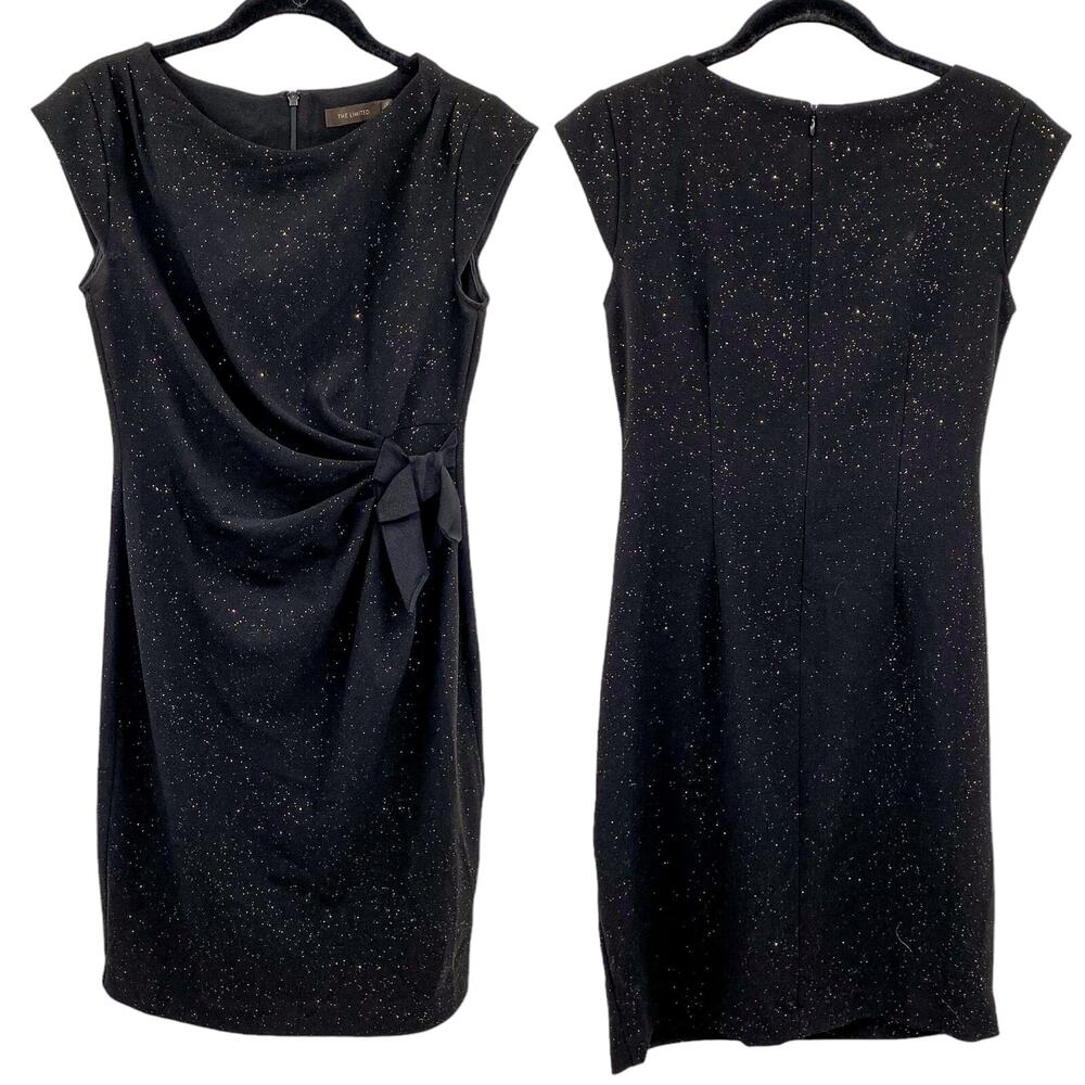 The Limited Black Gold Sparkle Mini Sheath Dress Womens Size Small